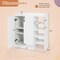 White Shoe Cabinet Engineered Wood 2-Door 4-Open Shelf Adjustable Storage